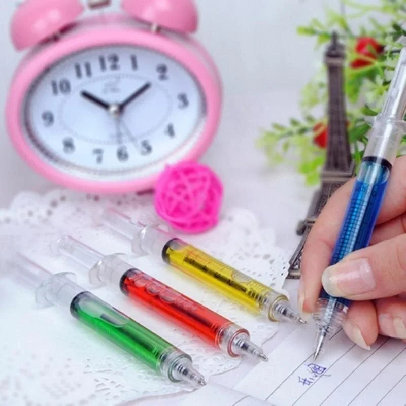New 4PCS Funny Whole Person Toy Syringe Pen Pen Holder Ballpoint Pen Creative Stationery Student Supplies Gift Study Supplies