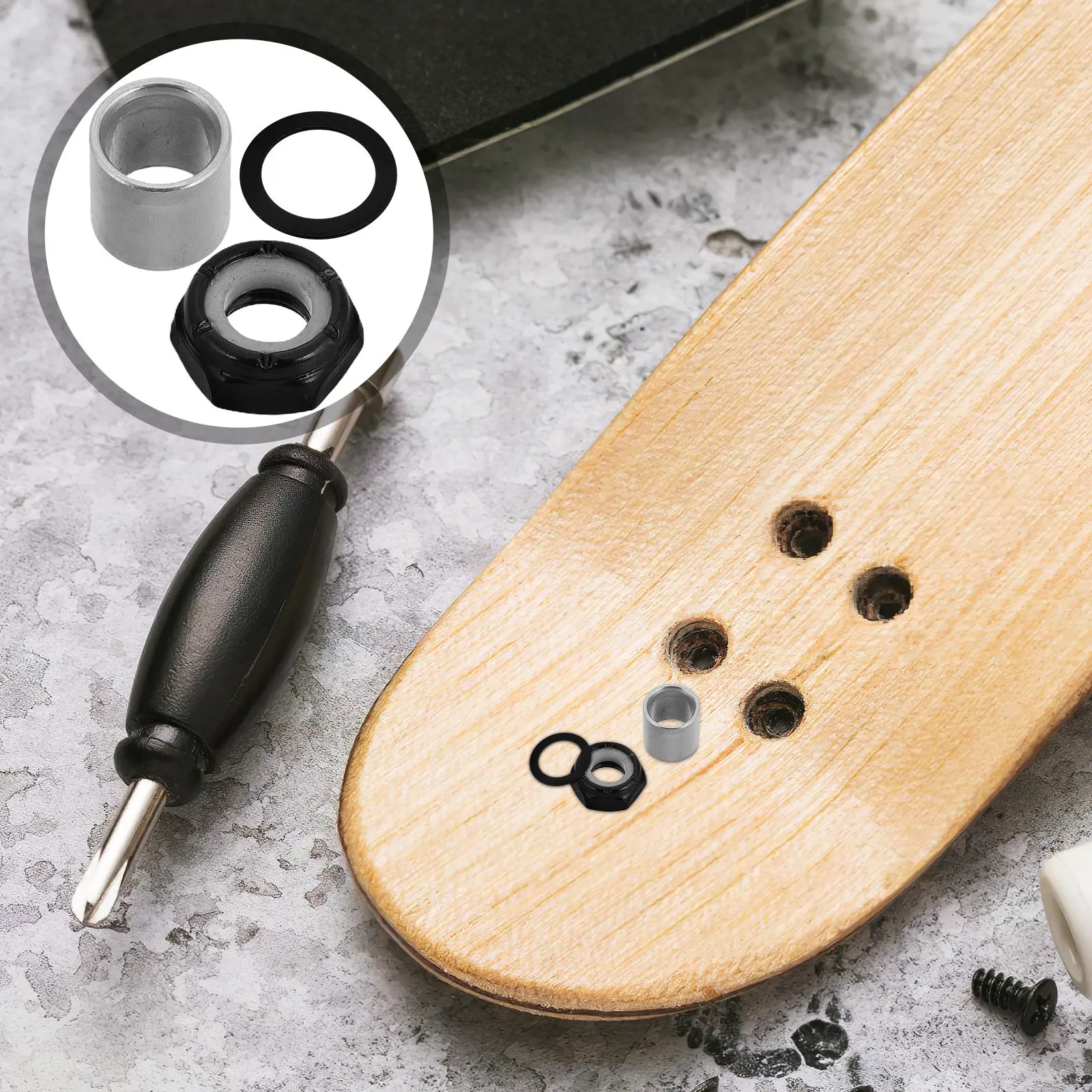 

1Set Skateboard Hardware Accessories Kit Metal Screws Nuts Washers Sleeves for Skateboards Longboards Surfboards Repair