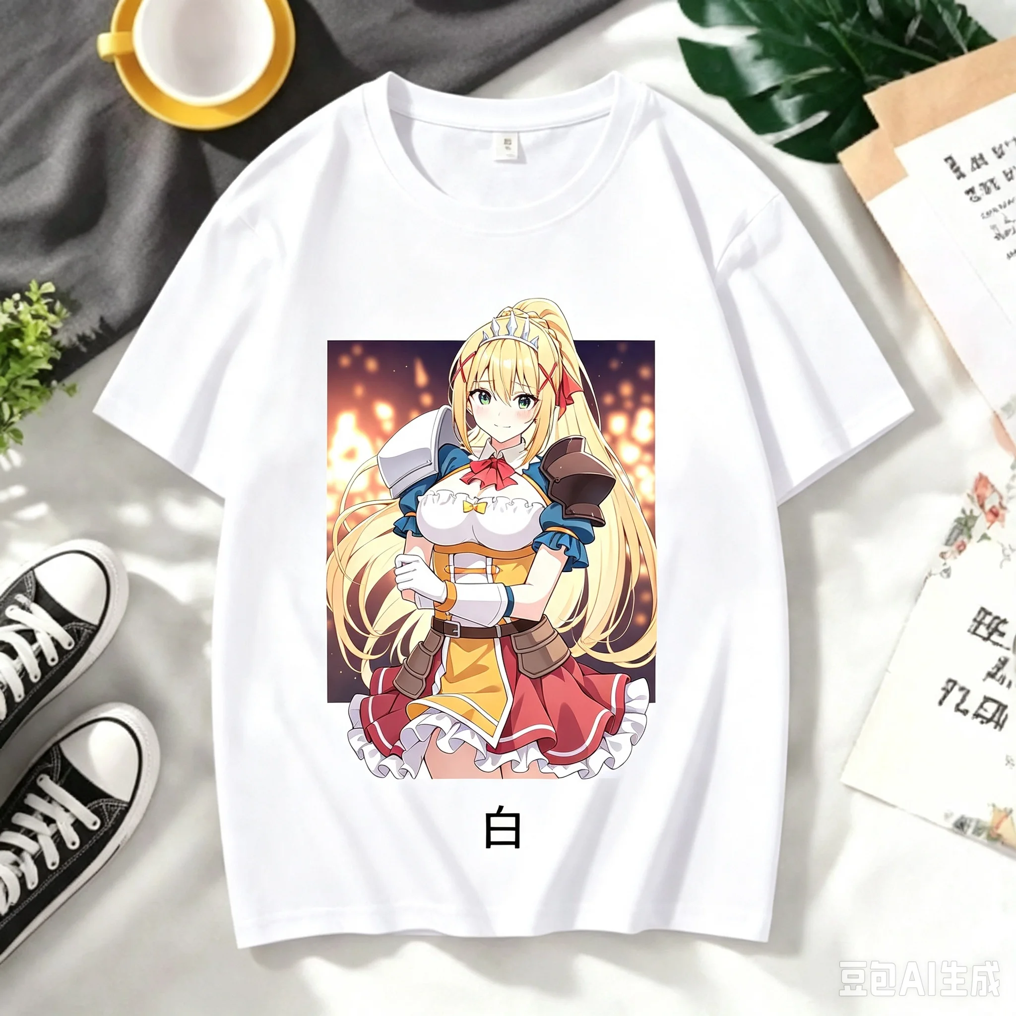 Marin Kitagawa Cosplay Pecorine Princess Connect! Re:Dive Printed White Crew Neck Short Sleeve Women And Men Comfortable T-shirt