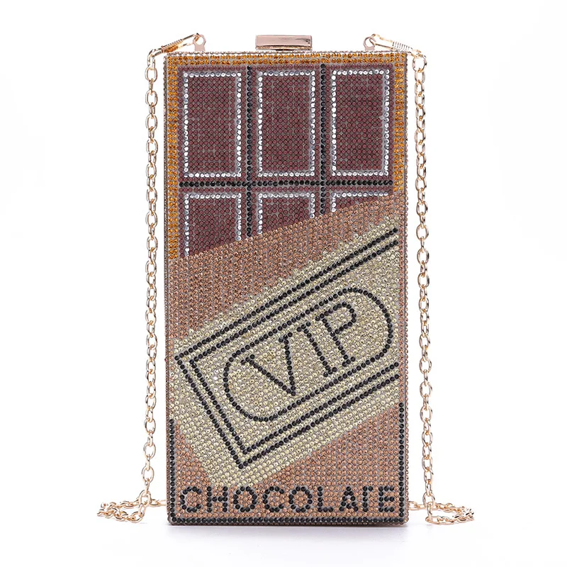 المرأة العصرية حقائب كتف متنقلة مرصعة بالألماس VIP الشوكولاته حقائب يد الدولارات الأمريكية عشاء العصرية المفاجئة إغلاق حقيبة يد #5