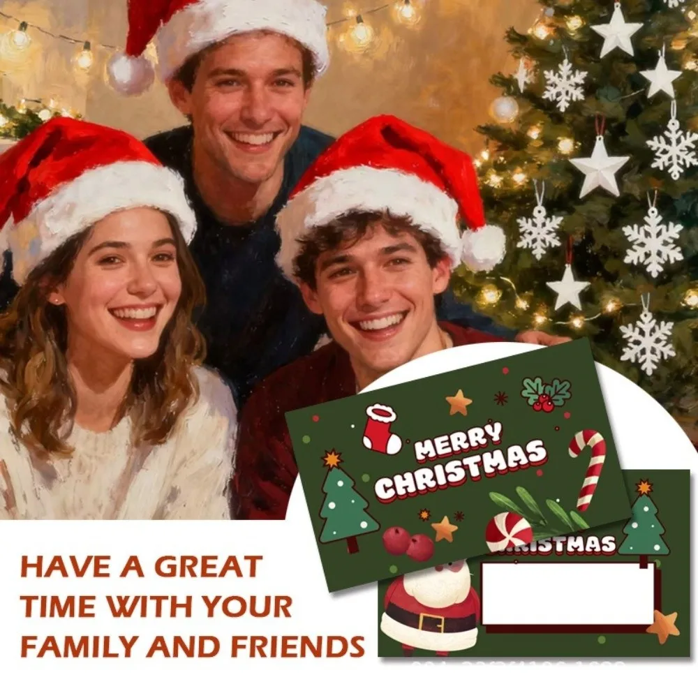 30 Set Write‑In Christmas Scratch Off Cards Self-Scratchable Opaque Coating Xmas Interactive Game Cards Cartoon Themed