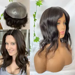 Women Hair Toupee PU Base Straight Human Hair Pieces Brown Hair Replacement Systems Remy Hair 8X10 Long 12inch Men' s Toupee Wig