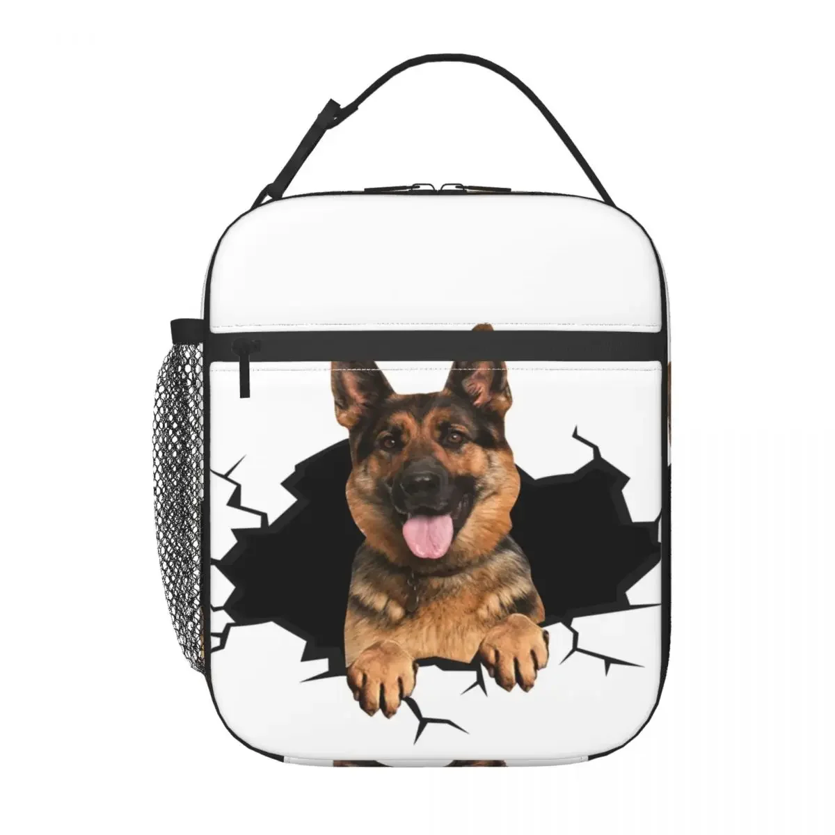 German Shepherd 3D Sticker Insulated Lunch Bag for Work School Dog Lover GSD Resuable Cooler Thermal Lunch Box Women Children