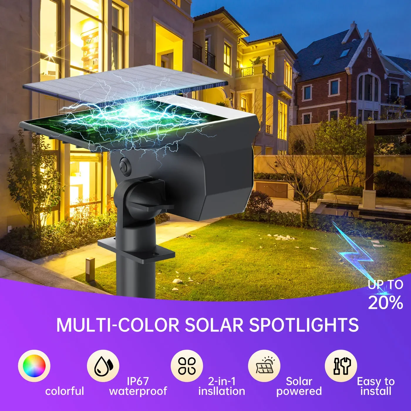 Swiatla Solar Spotlight 7 Color Changing 29LED RGB Christmas Decor Outdoor Landscape Lights IP67 Waterproof for Garden Patio