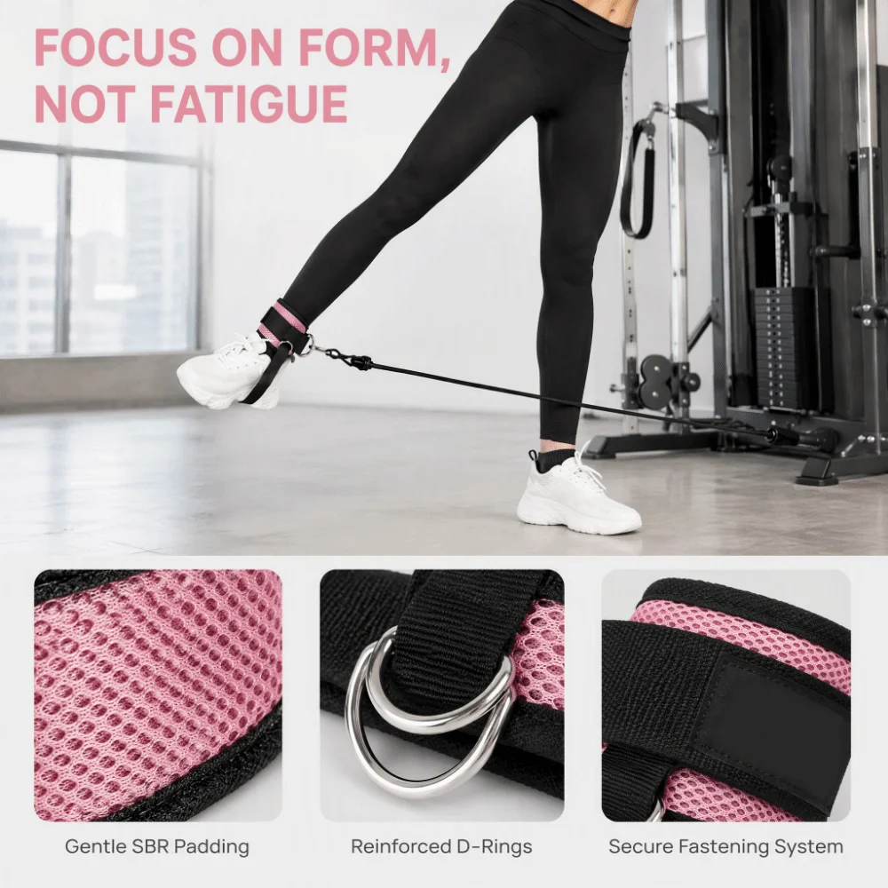 Adjustable Length Ankle Training Strap Ankle Strap Design Pink Color Ankle Wrist Cuff Versatile Use Weighted Assistance Strap