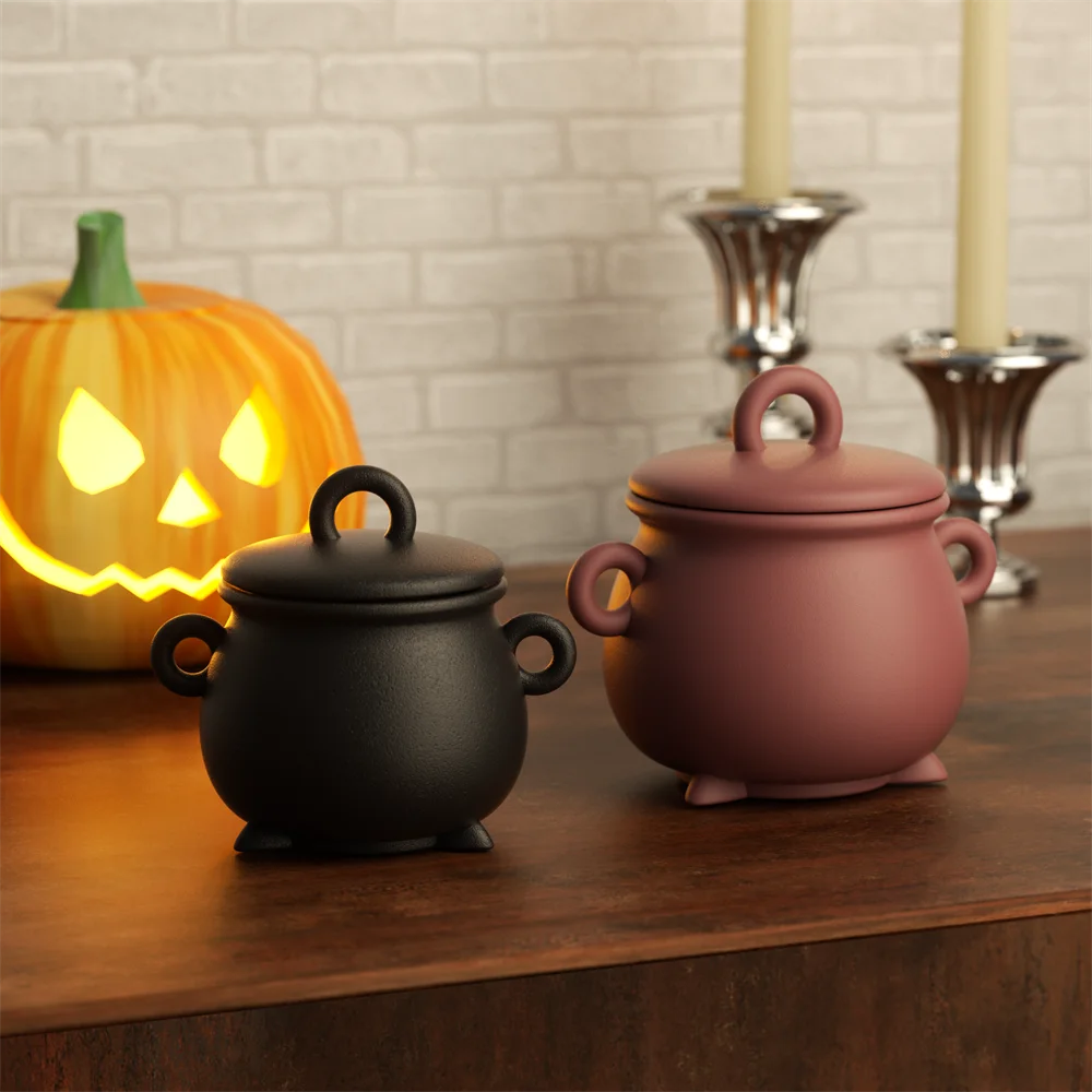 Nicole Witchling's Caldero Molde de silicona para hormigón DIY Molde de Jesmonita para Halloween Herramientas de decoración del hogar para Halloween