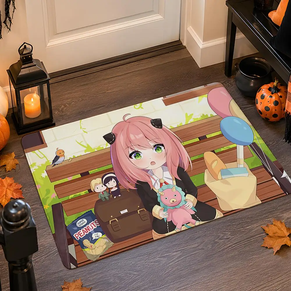 S-Spy X Family A-Anya Floor Mat Flannel Rug Non Slip Absorbent Soft Washable For Entryway Hallway Bathroom Kitchen Decor