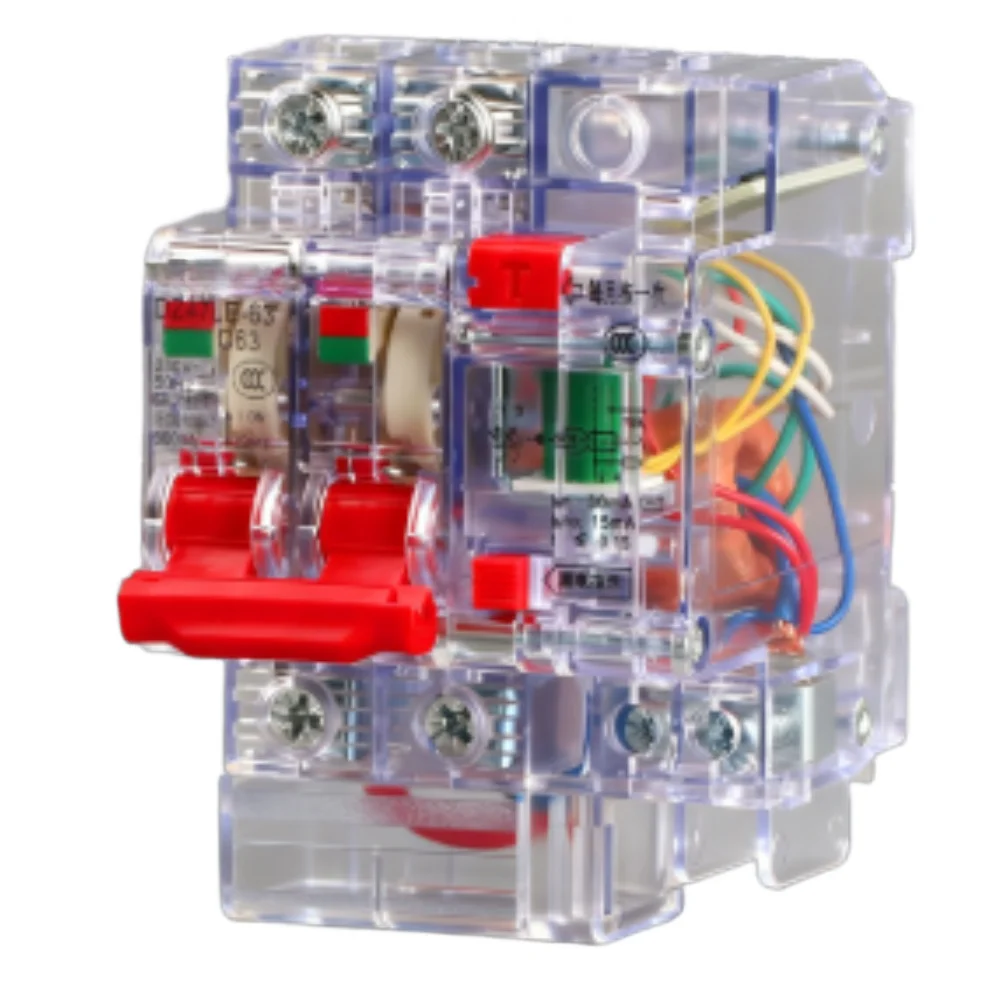Transparent Housing DZ47LE Series 2P RCCB 6A 10A 16A 20A 25A 32A 40A 50A 63A Leakage Overload Short Circuit Protection