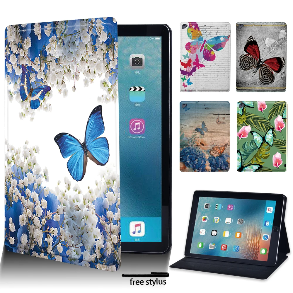 

Leather Stand Tablet Cover Case for Apple IPad Air 4 10.9 Inch/Air 1/2 9.7"/Air 3 10.5" Butterfly Print Pattern Protective Case