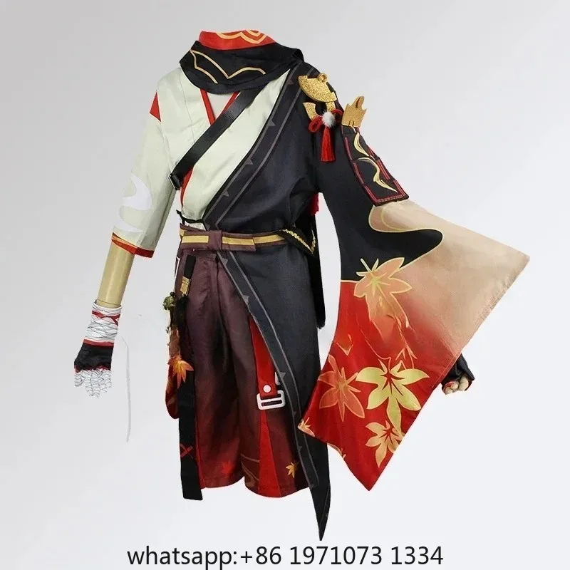 Genshin Impact Kaedehara Kazuha Cosplay Costume Uniform Wig Anime Halloween Costumes for Men Game