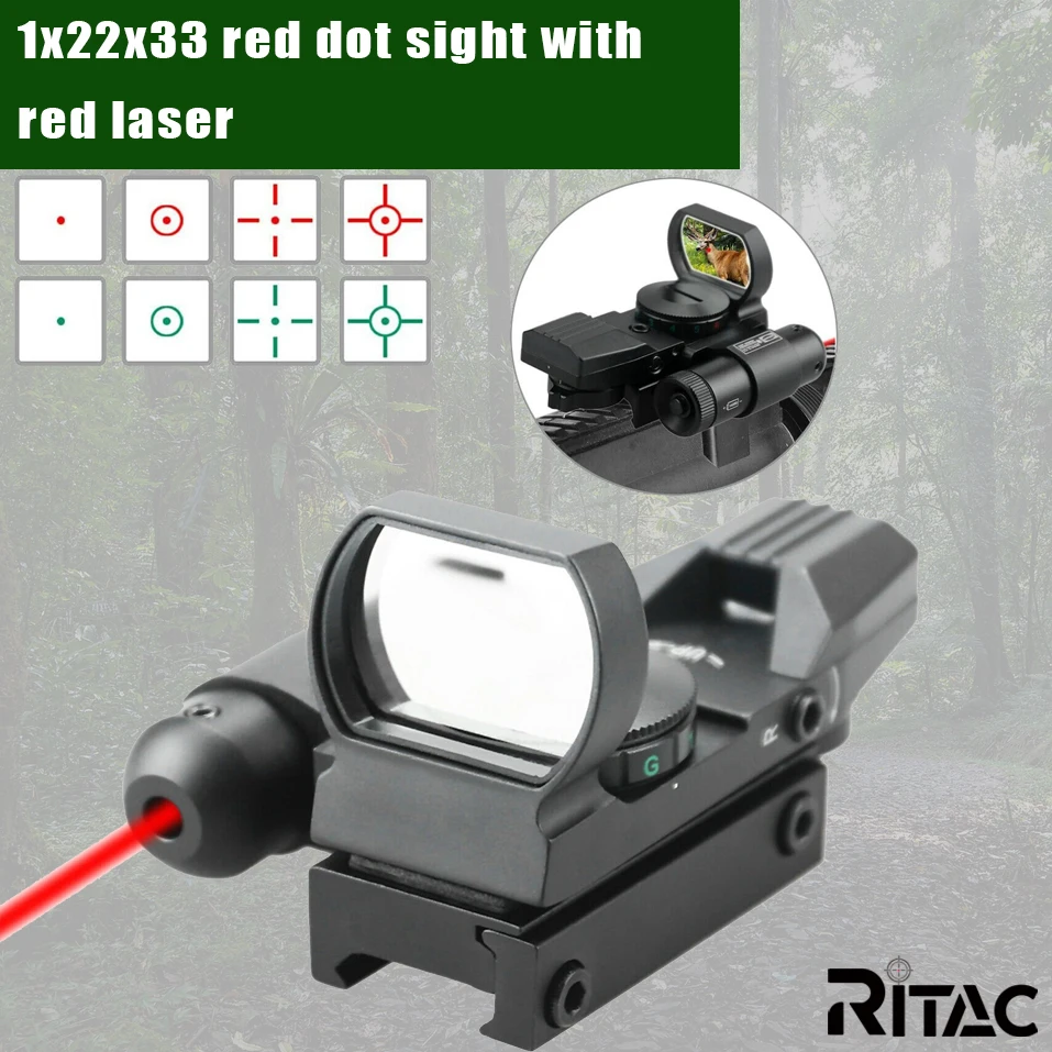 OEM 4 بصريات رؤية نقطة حمراء وخضراء شبكية مع رؤية ليزر حمراء مدمجة للصيد #1