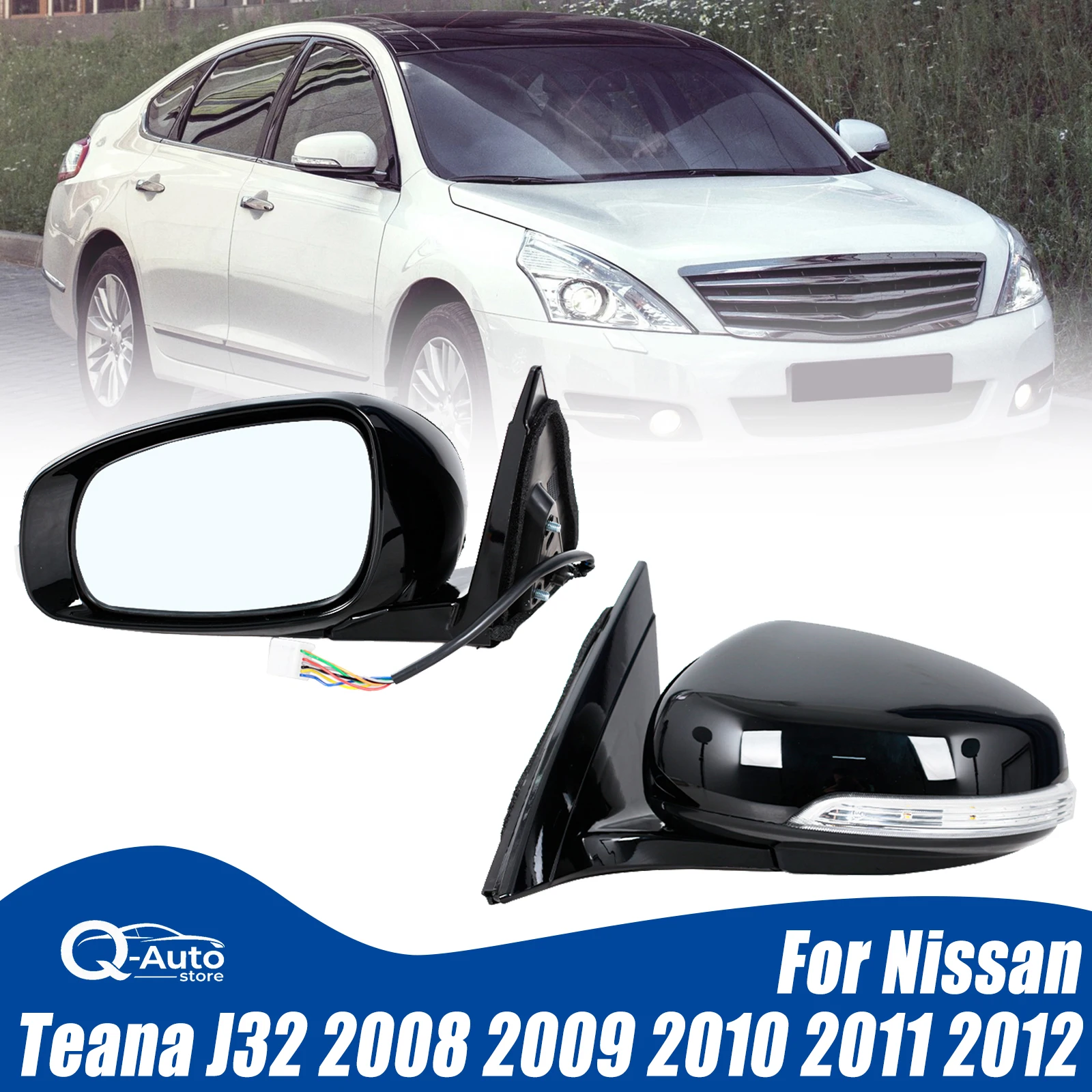 Car Side Rear View Mirror Reversing Mirror Assembly For Nissan Teana J32 2008 2009 2010 2011 2012 7 Wires/9Wires Car Accessories