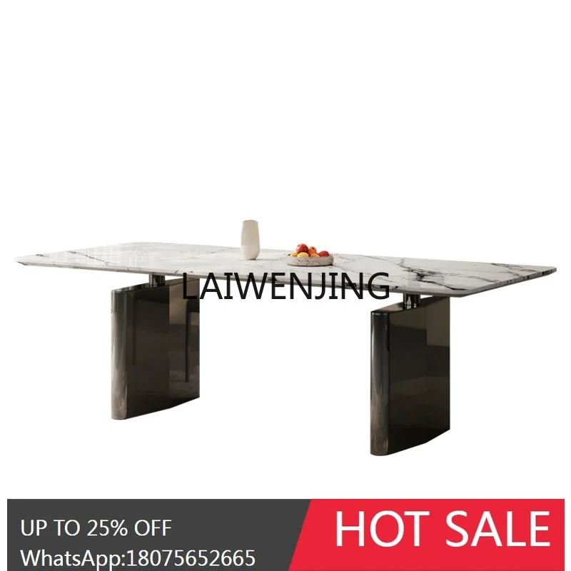 MJY  minimalist supercrystalline stone dining table and chairs stainless steel round rock slab small apartment dining table