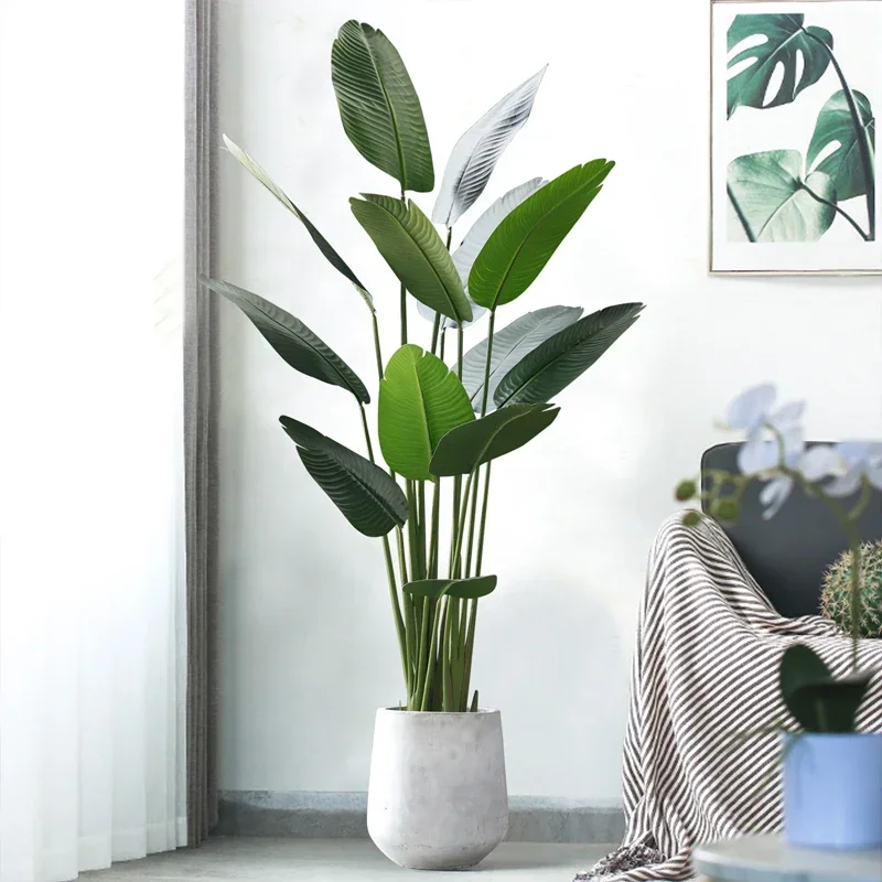 200cm Tropical Plants Large Artificial Tree Potted Fake Banana Leaves Big Silk Palm Leaf For Home Outdoor Office Shop Room Decor