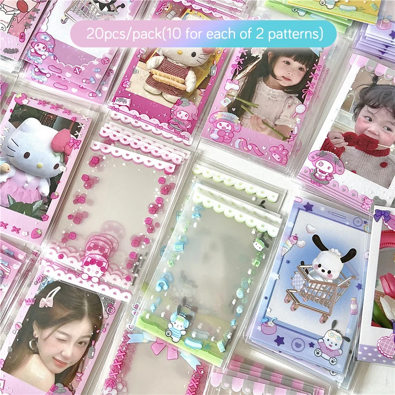 20 Teile/paket Nette Japanische Cartoon Kpop Foto Karte Halter Idol Laser Foto Schutzhülle Display Ärmeln Schreibwaren Für Kinder Geschenk