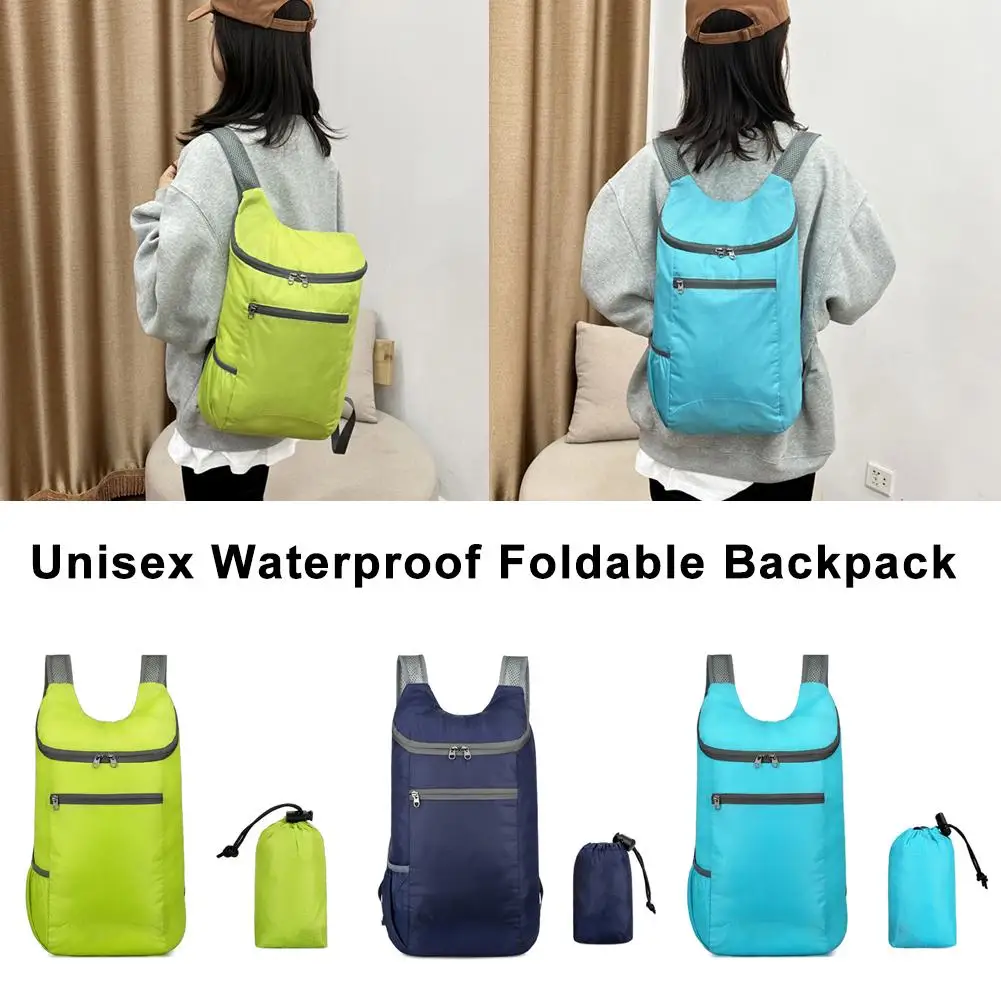 Ao ar livre unisex à prova dwaterproof água dobrável mochila grande capacidade de acampamento feminino viagem esporte daypack caminhadas portátil masculino lazer b v1c5