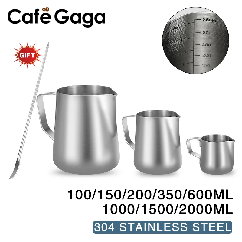 Coffee Milk Frothing Jug Stainless Steel Milk Frothing Pitcher Latte Art Measurement Jug With Art Pen Barista Accessories