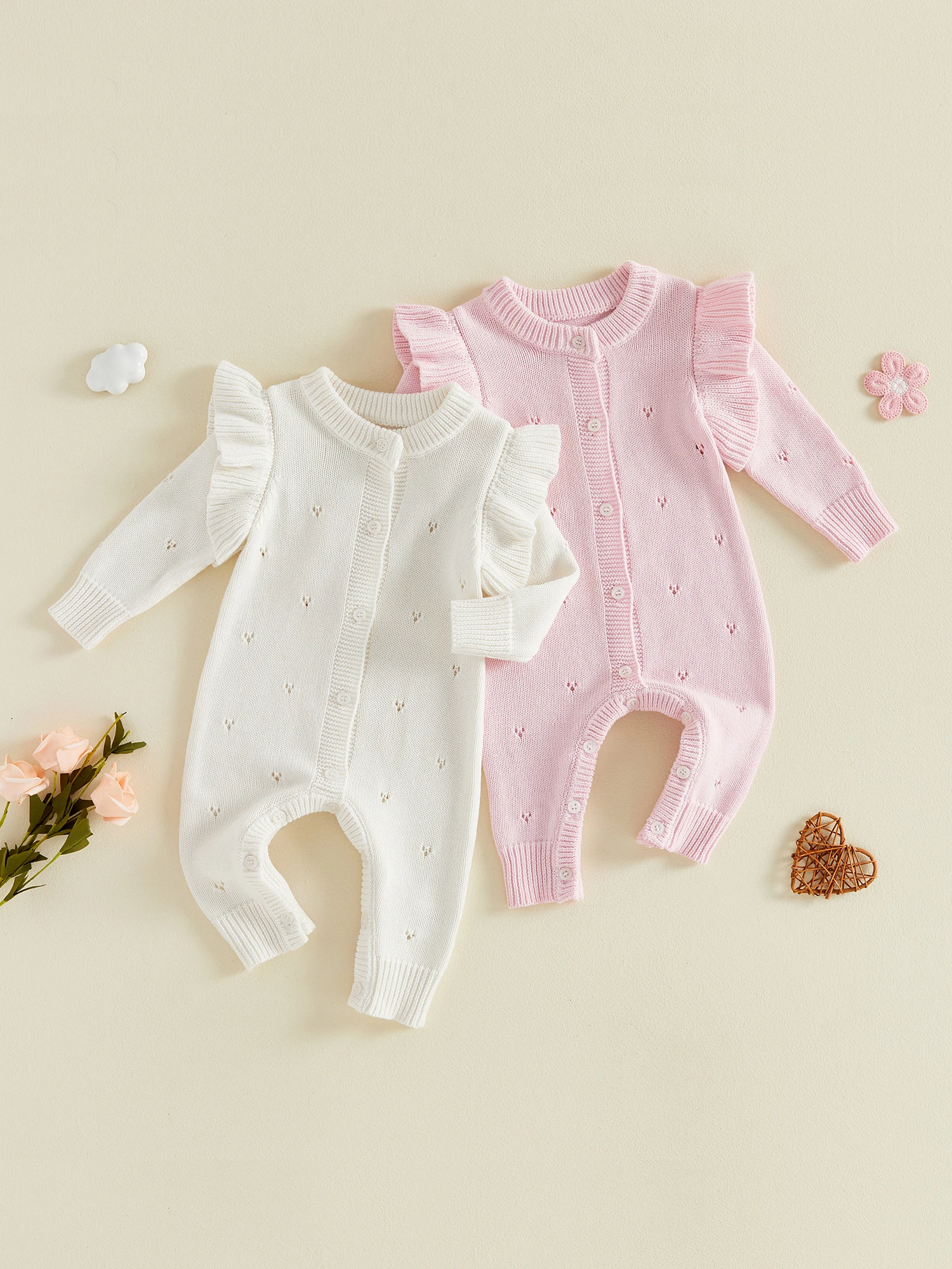 Neck Knit Ruffle Knit Ruffle Girl Fall Romper Sleeve Round Neck Girl Fall Round Neck Round Long Baby Girl Fall