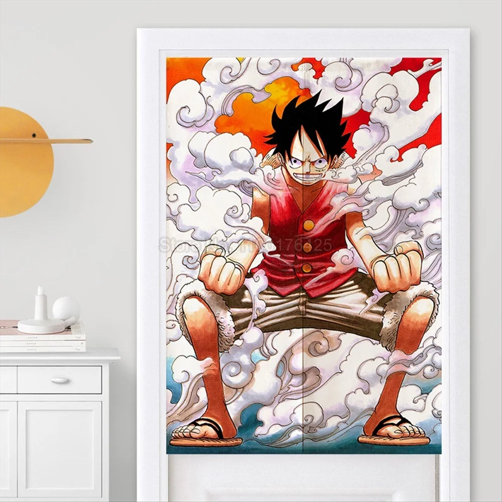 Anime Door Curtain Cartoon Separate Tapestry Cotton Linen Painted Curtain Panels for Partition Shower Ornament