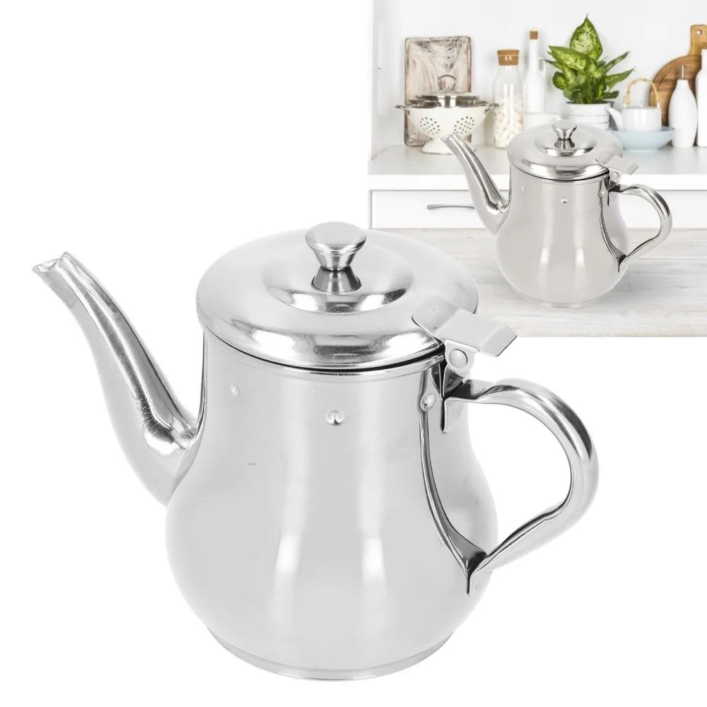 Stainless Steel Stainless Steel Tea Pot Durable Removable Strainer Oil Strainer Pot Rusty Proof Silver Teapot with Filter view 5
