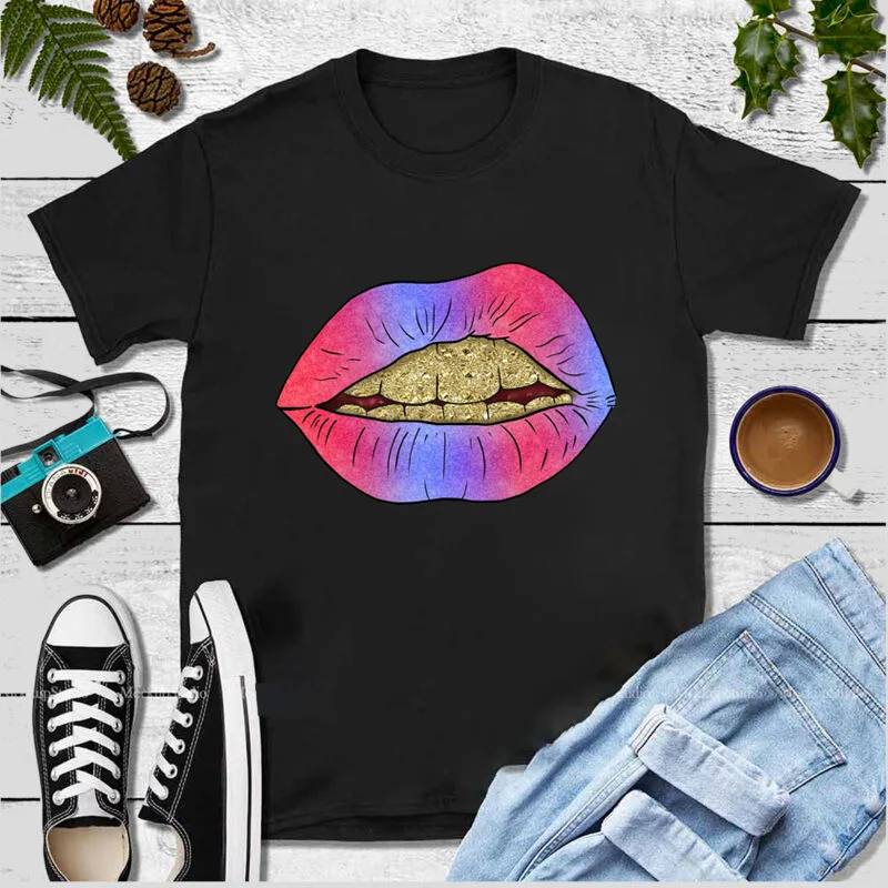 

Colorful Lip Print Women T Shirt Short Sleeve O Neck Loose Women Tshirt Ladies Tee Shirt Tops Camisetas Mujer