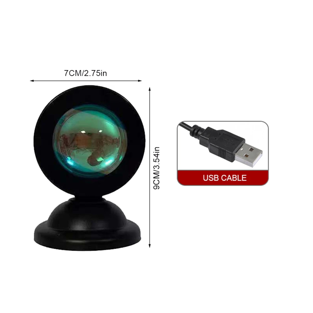 Mini USB Sunset Lamp Led Projector Night Light 16 Colors Rainbow Atmosphere Light Photography Background Home Bedroom Decoration