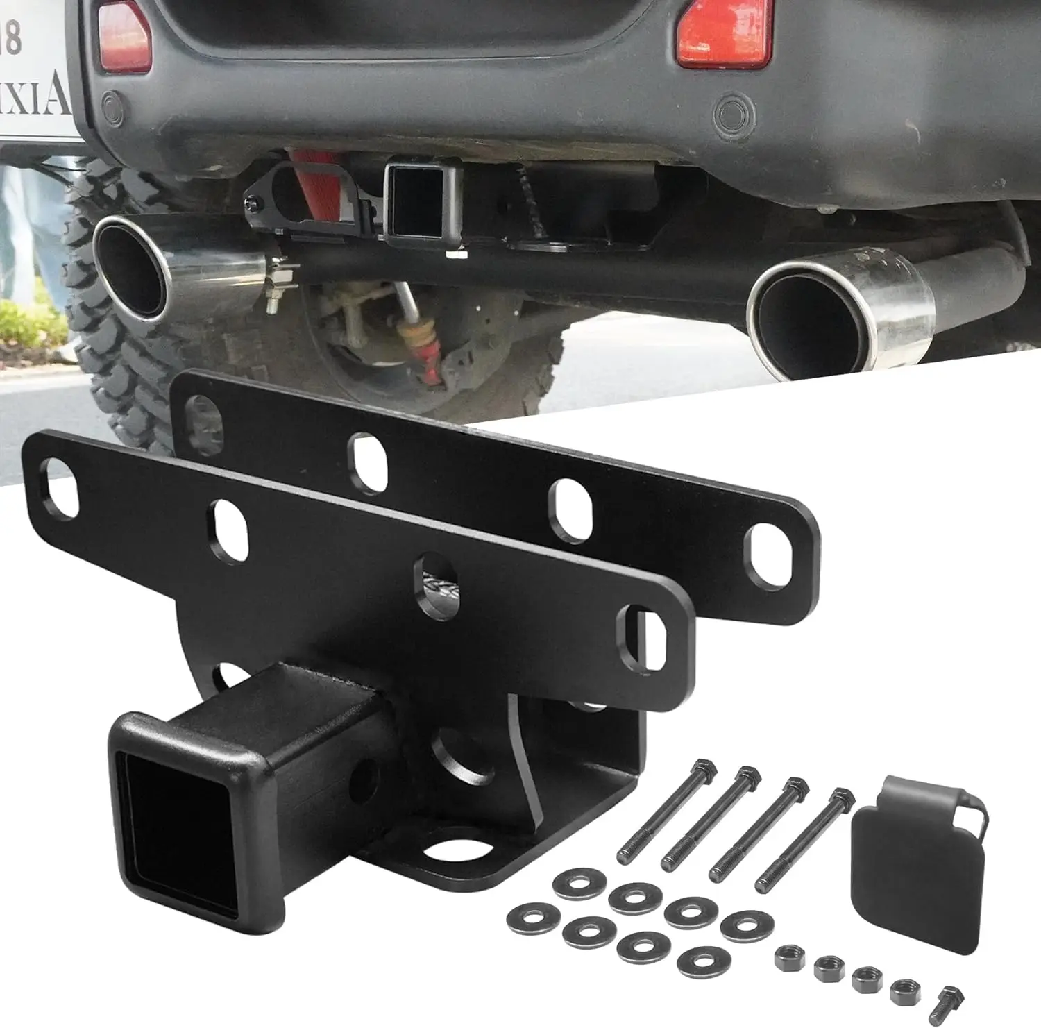 

Tow Trailer Hitch Receiver Kit for 2018-2024 Wrangler JL JK, 2' with Cover, Rear Bumper Towing Combo 2D & 4D