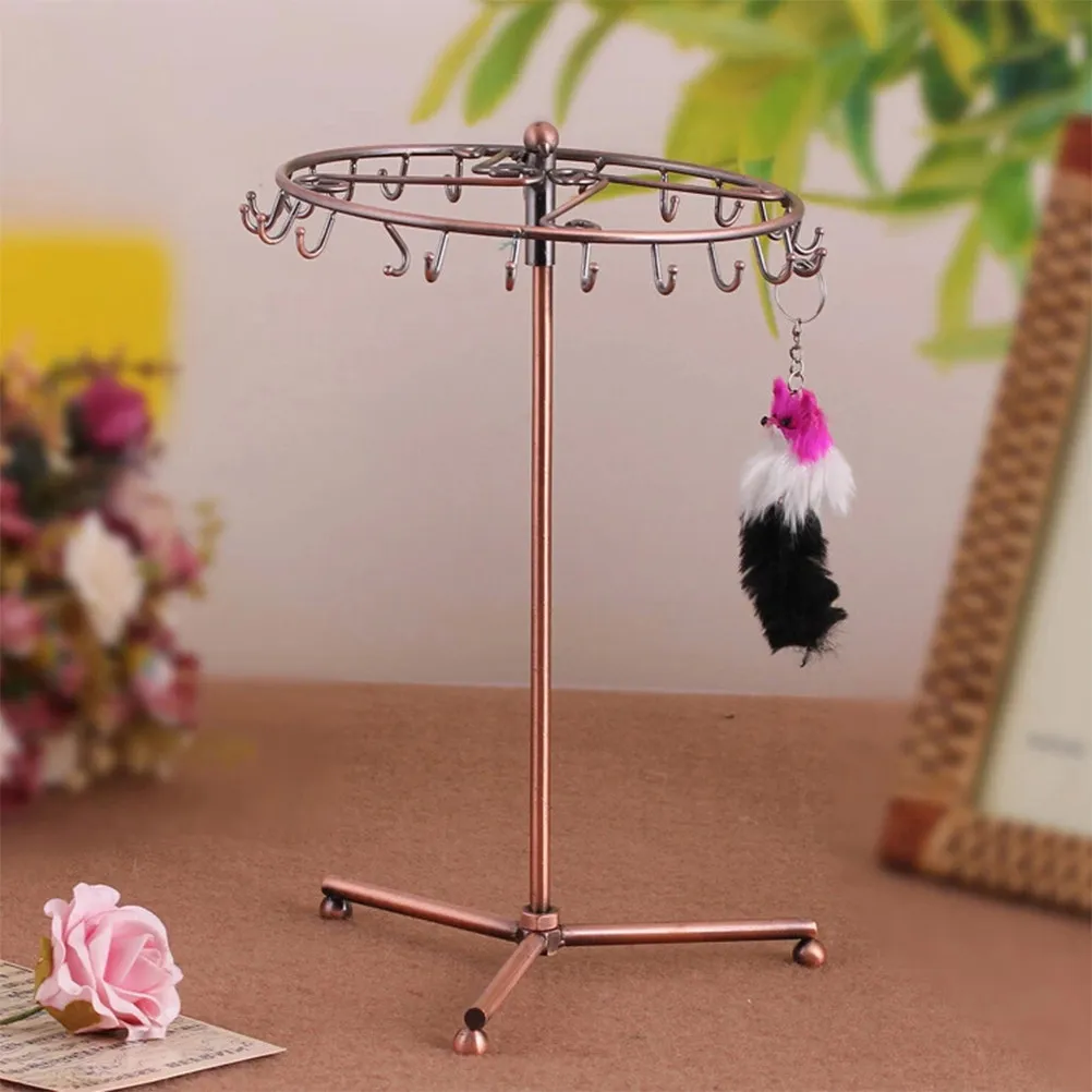 

Iron Art Bronze Plated Rotatable Jewelry Stand Display Rack for All Jewelry Types Necklace Earring Ring Bracelet Watch Hair Clip