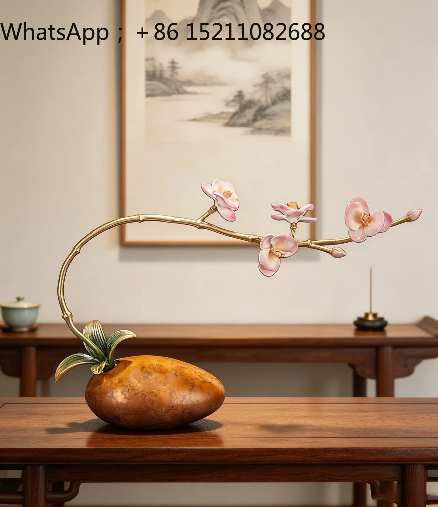 SCY all-copper orchid ornament, living room entrance office Bogu rack, desktop decoration, housewarming gifts
