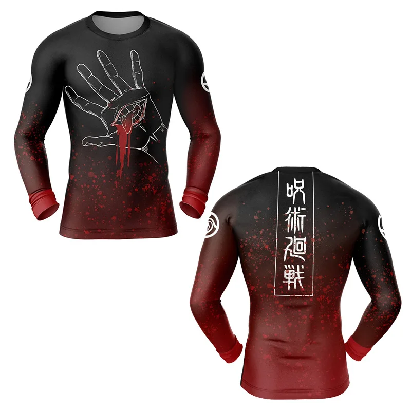 Anime Jujutsu Kaisen T-Shirt 3D Print Ryomen Sukuna Compression Fitness Undershirt Tee Oversized Odzież Męska Top Odzież Sportowa