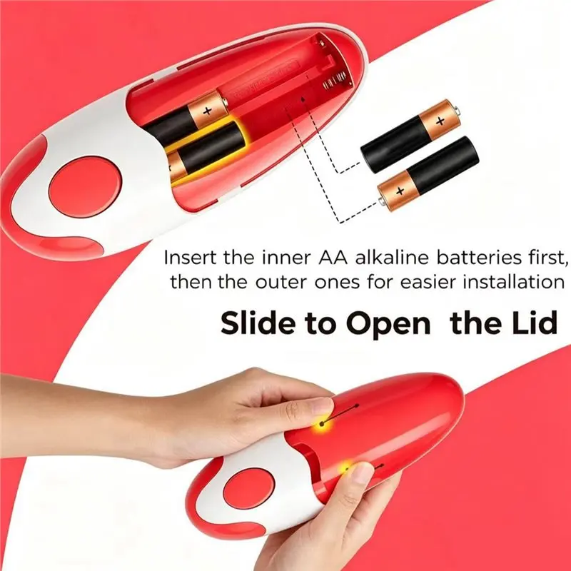 AB66-Effortless One-Touch Operation Electric Can Opener Automatic Kitchen High-Performance Stainless Steel Blade