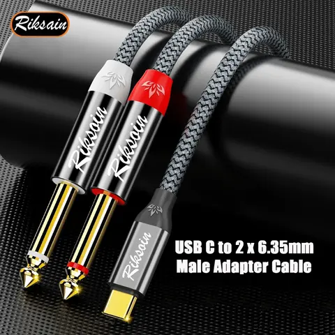 USB Typ-C till dubbel 6,35 mm-jack 1/4 10 best sales USB till ljuduttag - №7