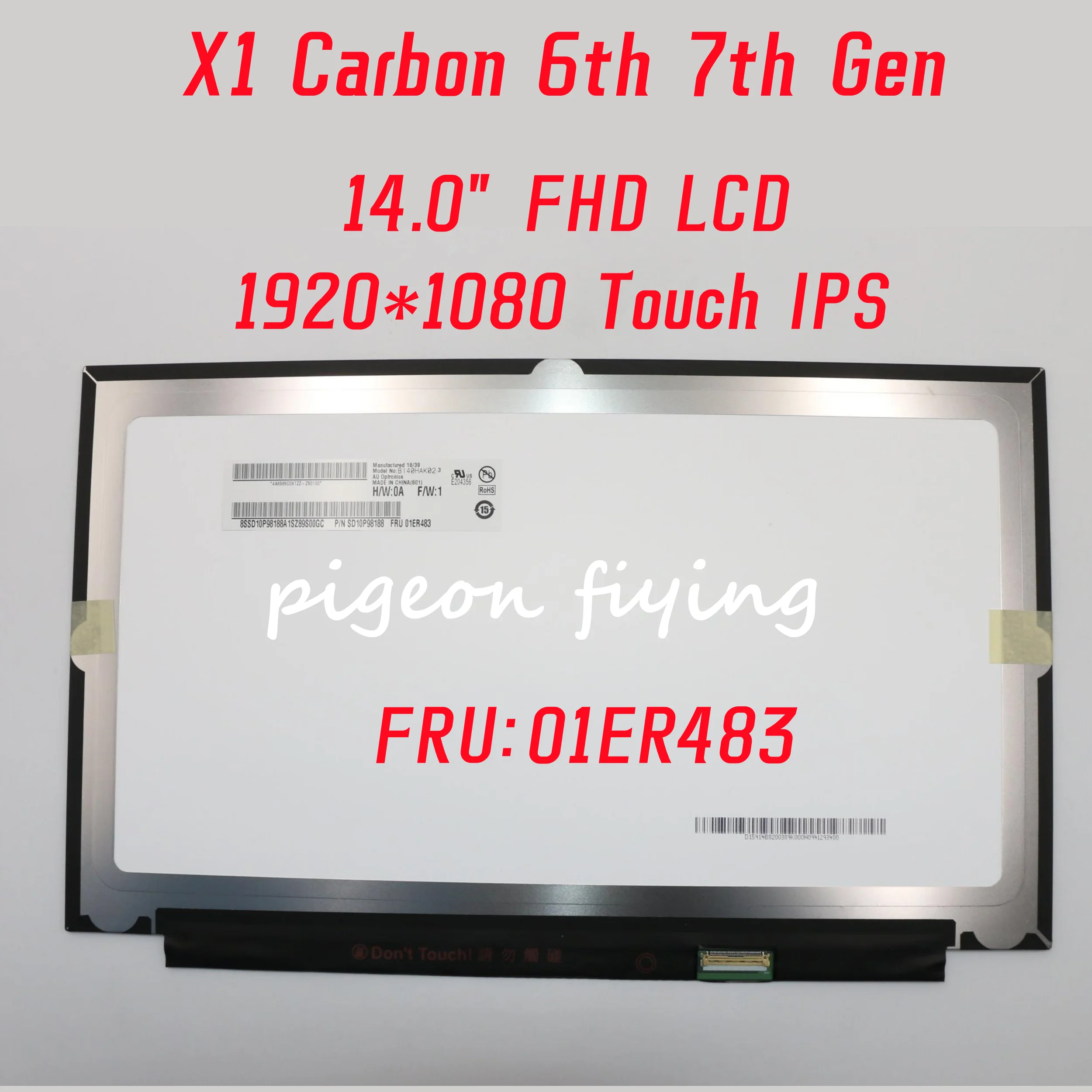 For Lenovo Thinkpad X1 Carbon 6th 7th Gen laptop Touch Screen 1920*1080 UHD IPS 14.0