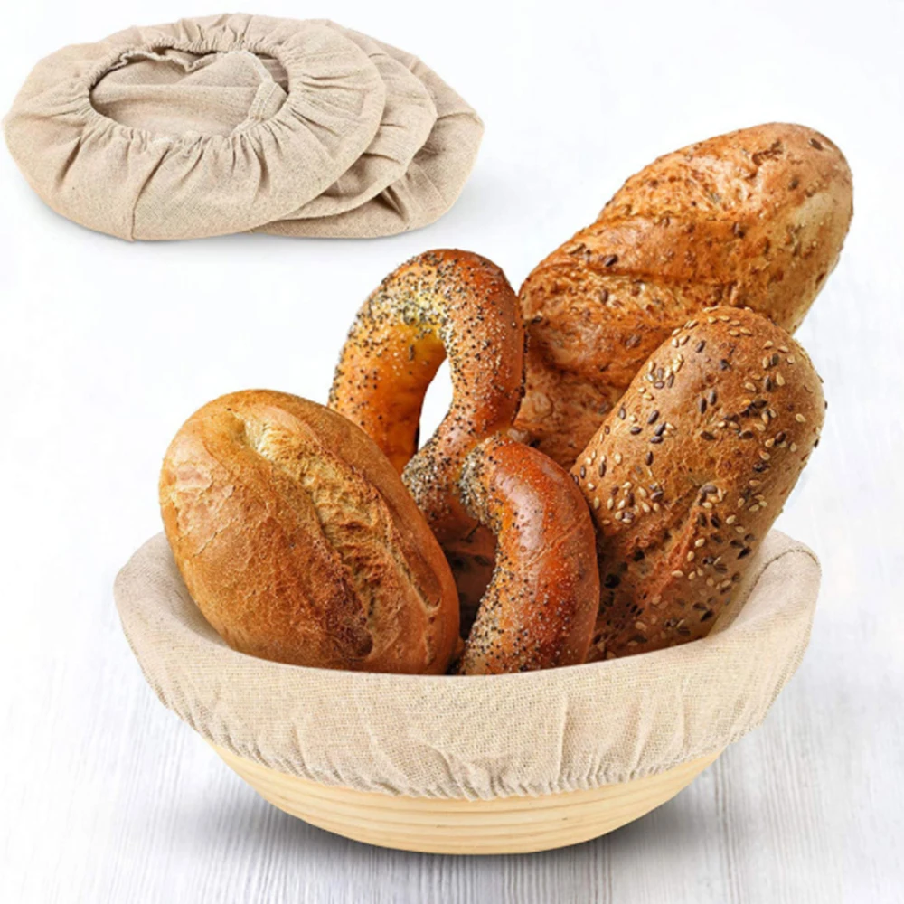 Rattan Bread Fermentation Baskets Banneton Brotform Dougn Wicker Proofing Tray Sourdough Holder with Cover for Home Kitchen