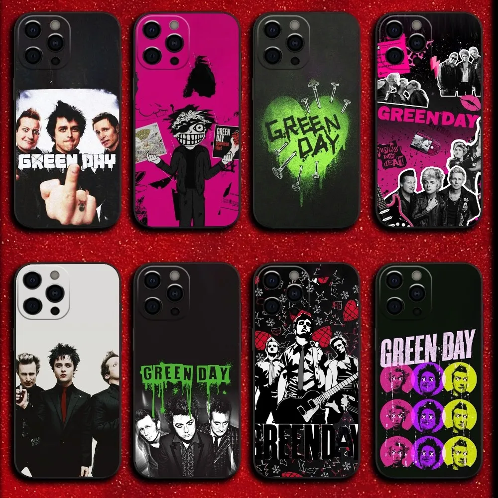 Band G-Green Day Phone Case For iPhone 16,15,14,13,12,11,Pro,X,XS,Max,XR,Plus,Mini Soft Black Cover