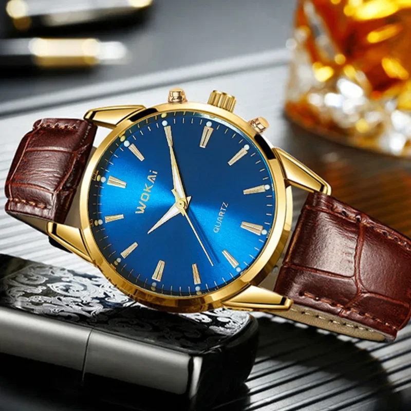 Reloj clásico de alta calidad para hombre, relojes de pulsera de cuarzo con correa de cuero de negocios a la moda, reloj Simple con personalidad para hombre