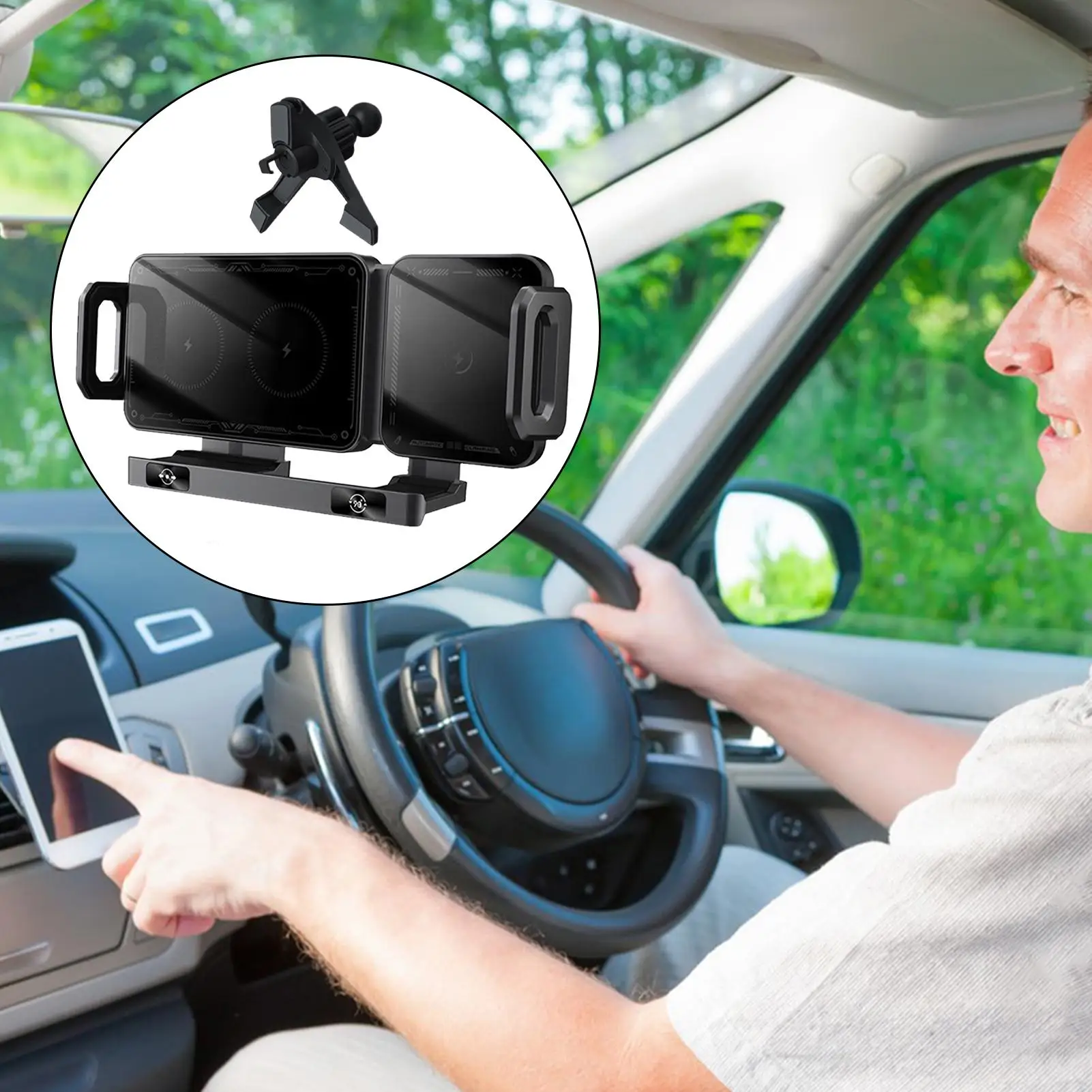 Wireless Charger For Car 15W Fast Charging Air Vent Cradles Auto-Clamping Car Mount For Music Control Video Streaming Daily