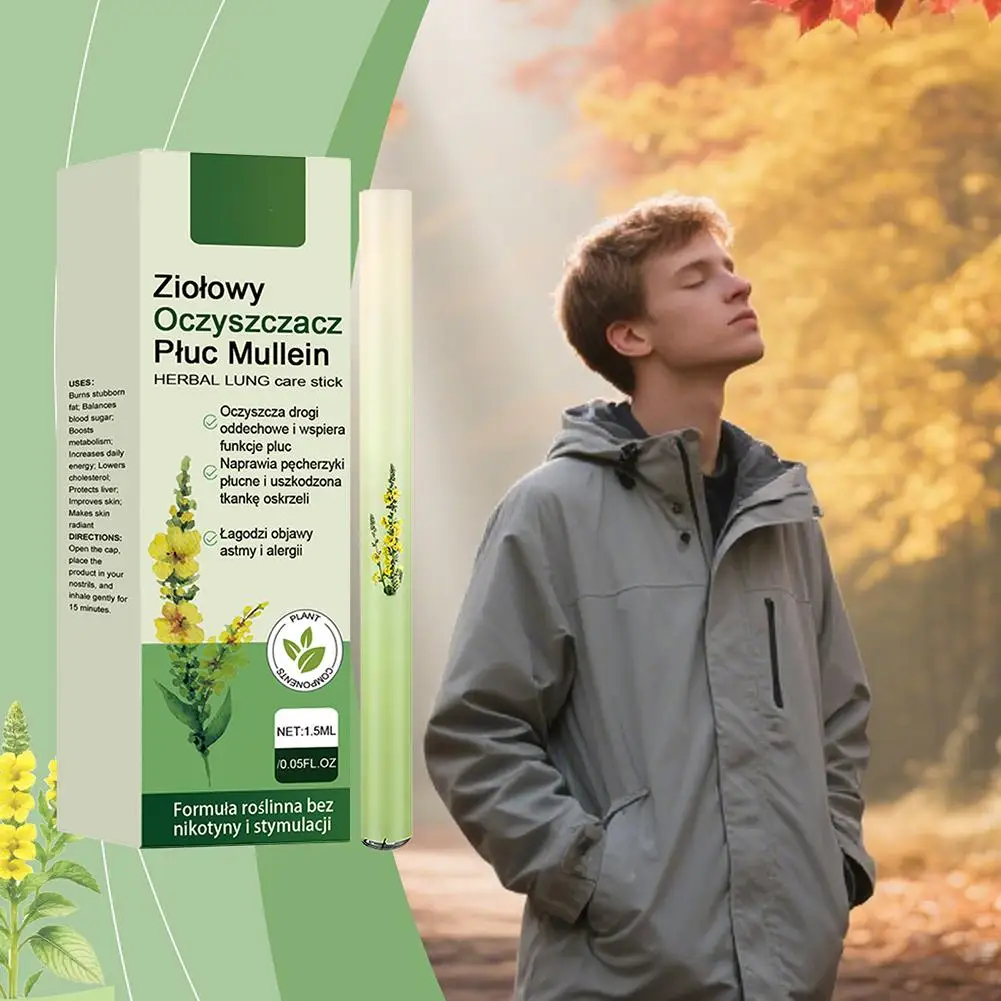 2 Kinds Herbal Diffuser Pen with Extracts of Mullein Mints Rosemary Natural for Lung Cleansing Clear Breathing Improvement 1/3PC