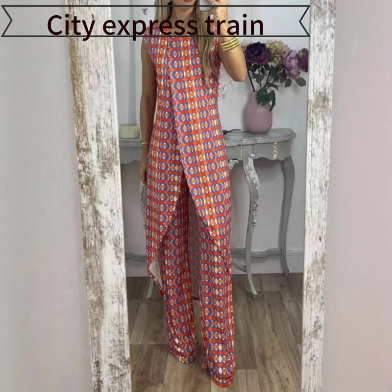 

Multicolored Printed Casual Linen Loose Sexy Dr Independent Station Middle East Hot S Autumn Season Svel Polyester