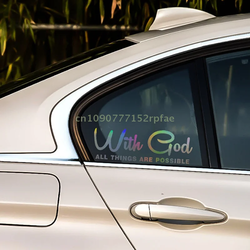 {NN72} 1 Pc With God All Things Are Possible Car Sticker Waterproof Vinyl Decal Car Accessories Decor