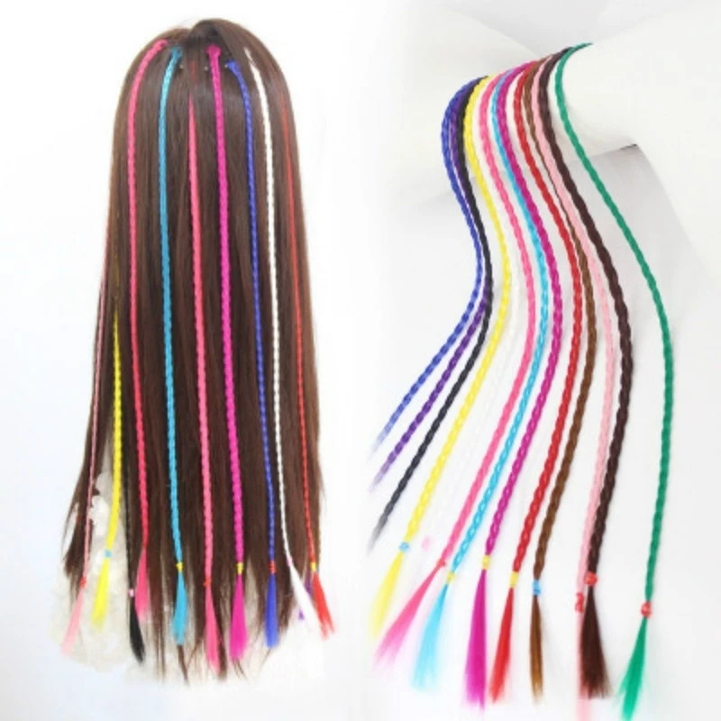 Wig female hair color hand-woven braid pigtail hair extension hair straight hair without hair extension color random