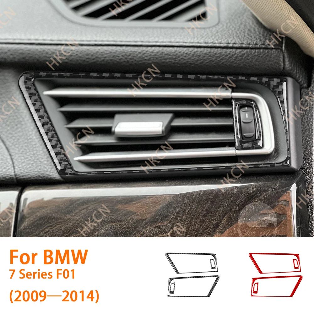 For BMW 7 Series F01 2009-2014 Carbon Fiber Dashboard Sides Air Outlet Panel decorative Cover Interior Sticker Kit