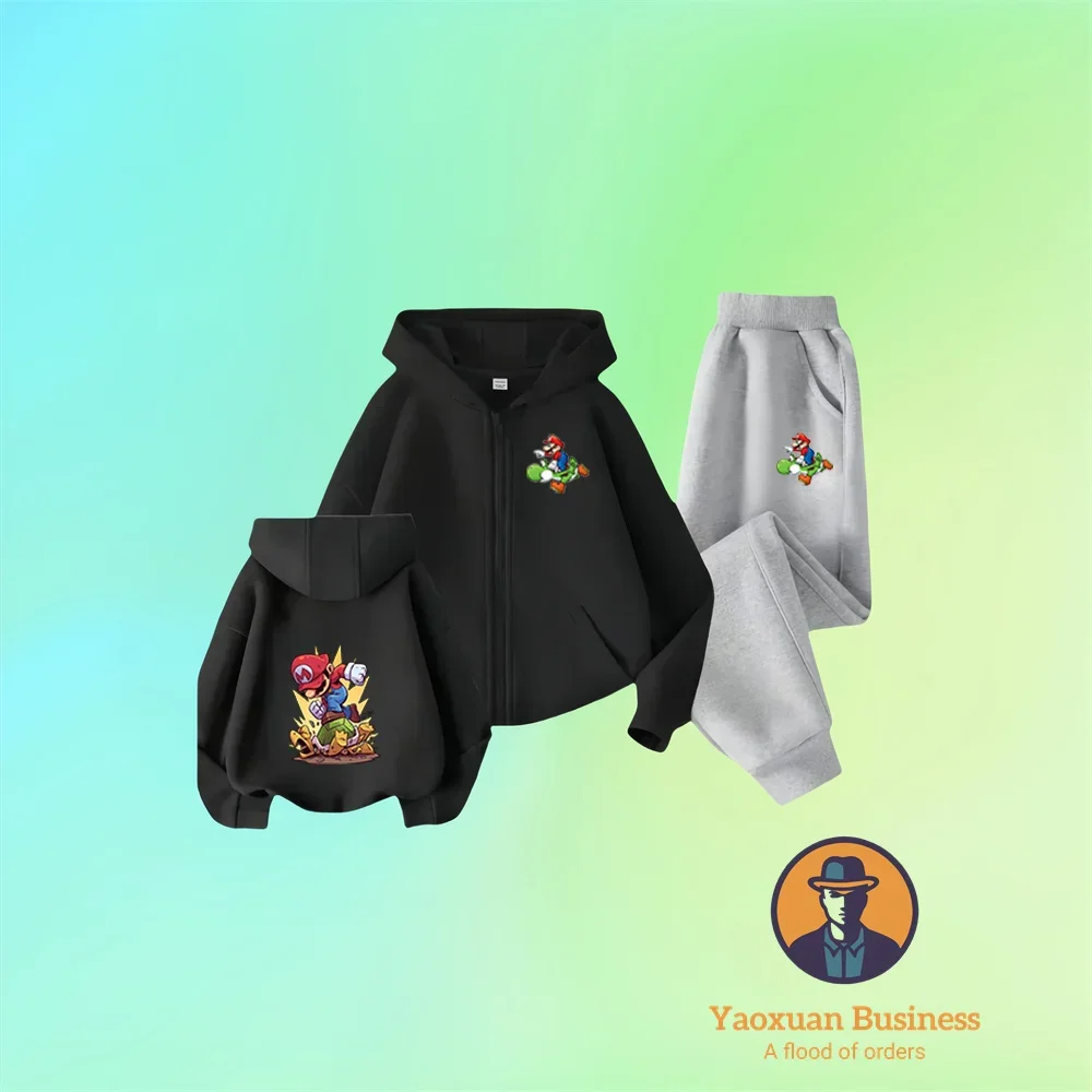 

Детский комплект свитшотов на молнии Mario Maurer с мультяшным принтом, осенне-зимний свитшот с длинными рукавами для мальчиков и девочек