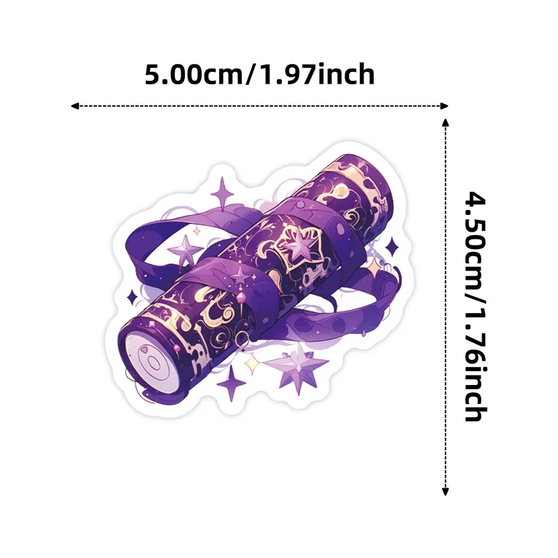 10/30/56PCS Cartoon Gothic Purple Book PVC Sticky Sticker Aesthetic DIY Decoration Scrapbooking Hand Accounting Supplies