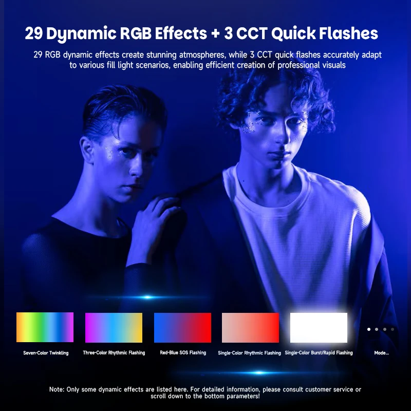 ضوء لوحة LED، 29 تأثير RGB + 3 درجات حرارة ألوان، قابل لإعادة الشحن بقدرة 2000 مللي أمبير في الساعة، حامل 1/4 بوصة، تصميم مشبك للعيش، المسرح، مدونة الفيديو، الصورة #5