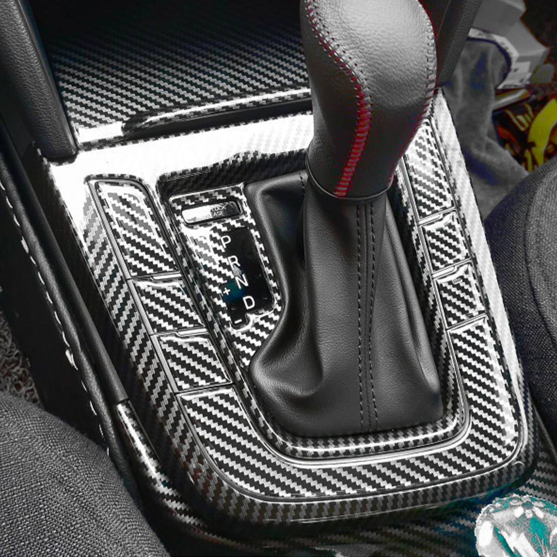 Car Center Console Gear Shift Frame Cover Trim Fit For Hyundai Elantra 2017 2018 2019 2020 Left Hand Drive Carbon Fiber Black