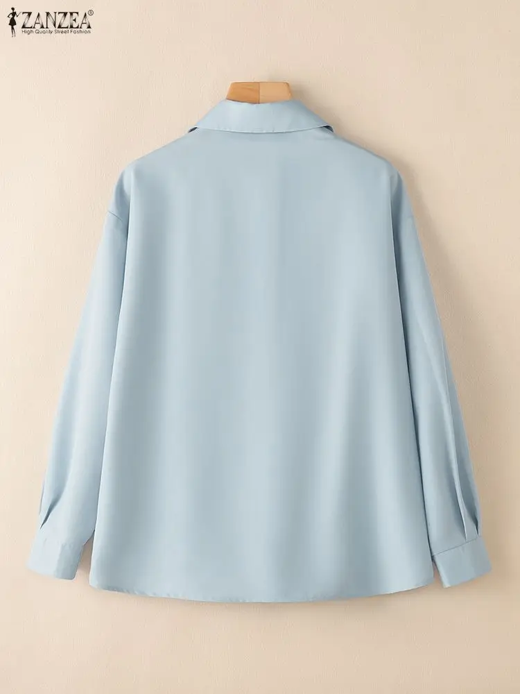 2025 ZANZEA Stylish Women Autumn Long Sleeve Blouse Fake 2 Pieces Tops Pullover Elegant Lapel Neck Office Work Shirt Mujer Femme