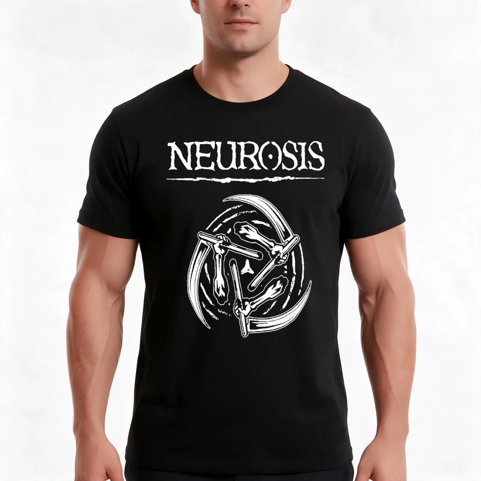 Neurosis T-Shirt, Summer Casual Cotton Tee, Oversized Streetwear Tops, Vintage Graphic Print, Loose Fit Short Sleeve