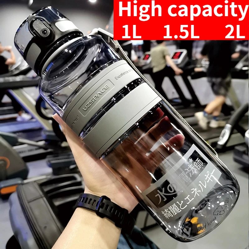 

2L 1L 1.5L Fitness Sports Water Bottle Large Capacity Eco-Friendly Plastic Portable Leakproof Shaker Fruit Drink Bottle BPA Free