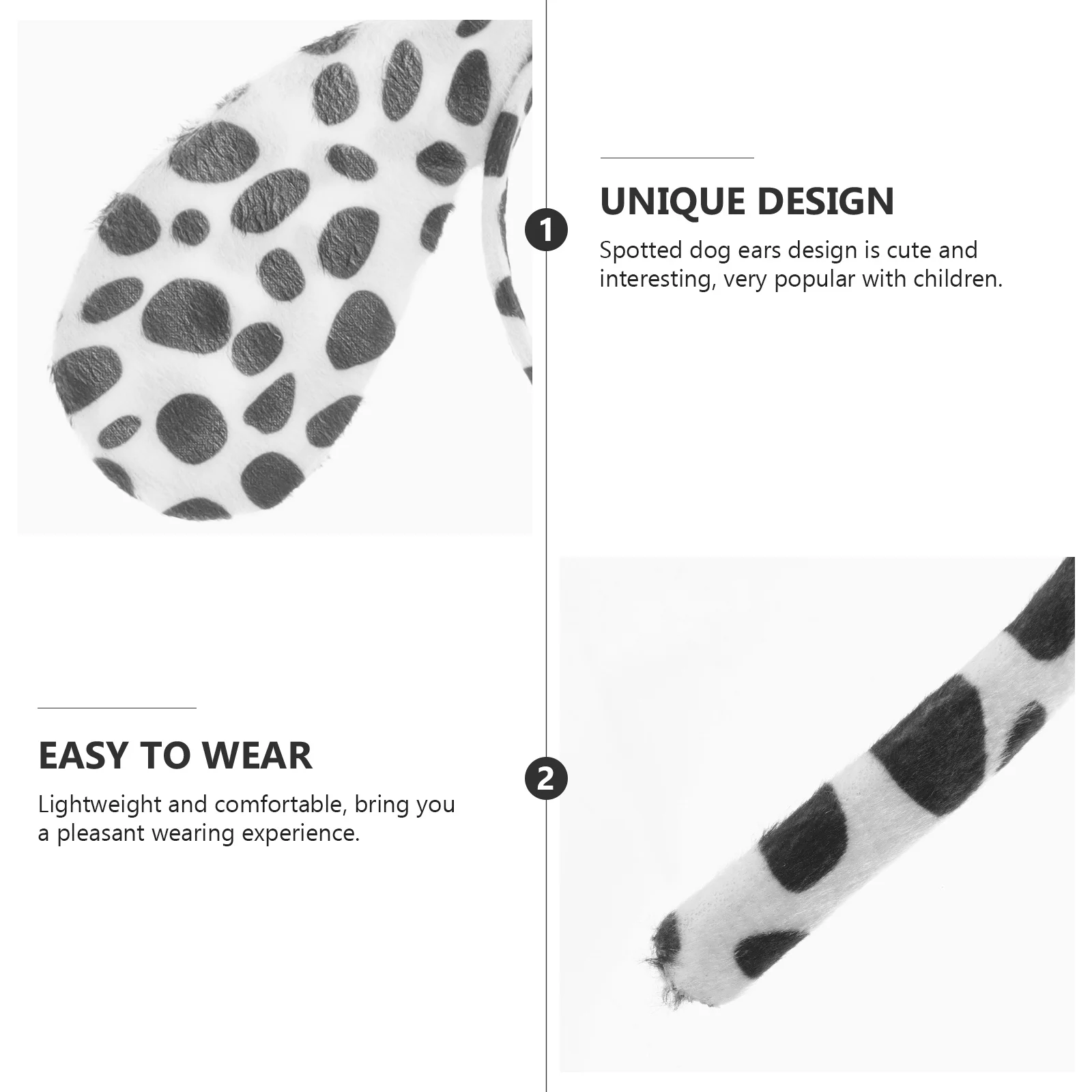 Kostium na Halloween dla psa, 2 zestawy: uszy, opaska, muszka, ogon, akcesoria dla dzieci i dorosłych, poliester